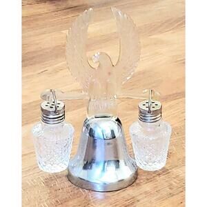 Vintage Dinner BELL, Lucite EAGLE, Salt And Pepper Shakers, With Orig Paper Poem